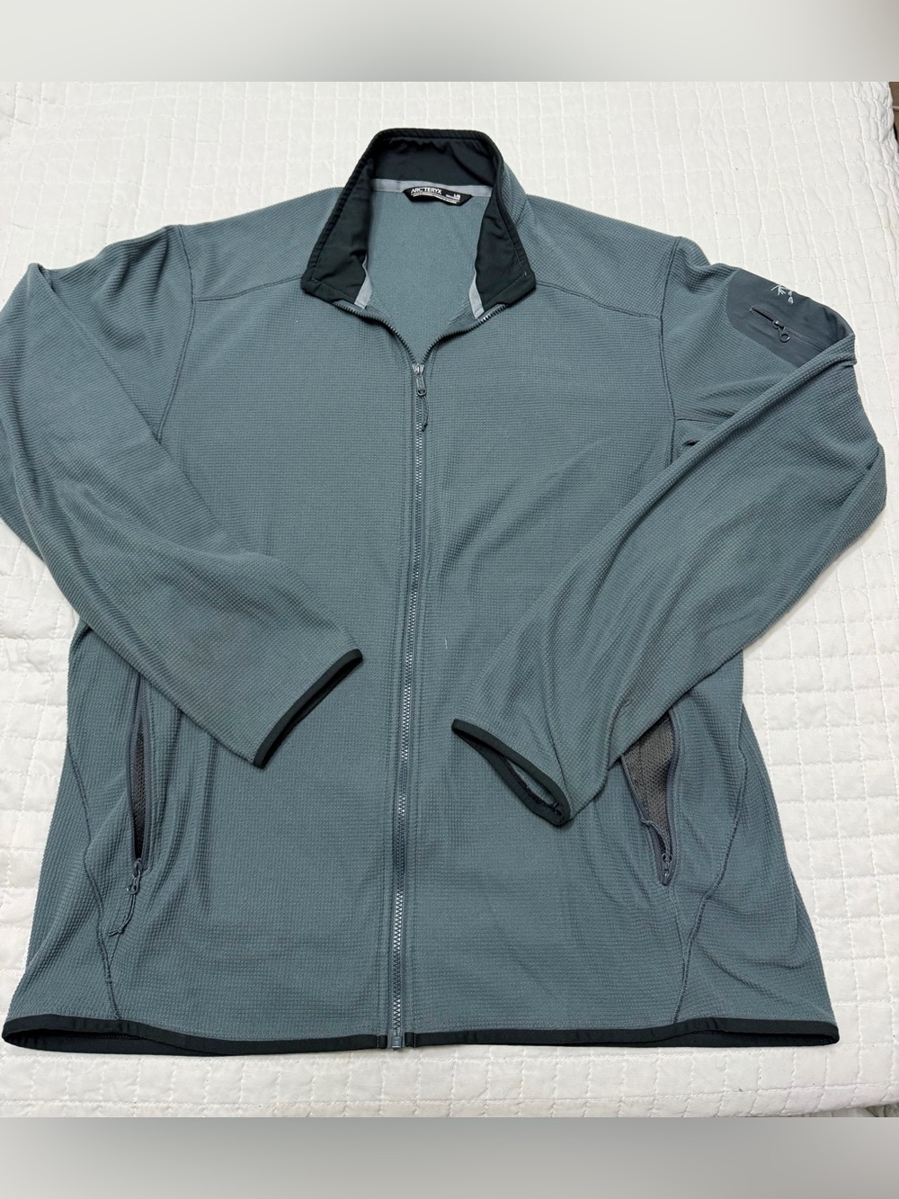Arc’teryx Full Zip Waffle Fleece Jacket Men’s Large Gray Green